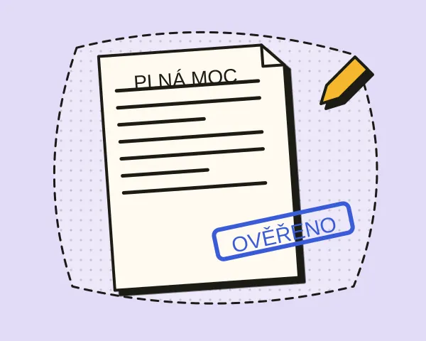 Listina Plná moc s razítkem a perem